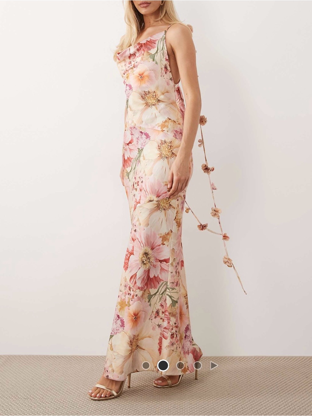 Romantic Blush Pink Floral Maxi Slip Dress